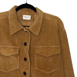Solai the Label Tan Corduroy Cropped Boxy Jacket with Raw Hem - Size S
